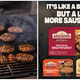 Johnsonville brat burgers, with an ad reading, "It's like a burger, but a lot more sausage-y"